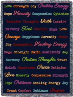 “Word Hugs” Dark Back Ground Tapestry Throw